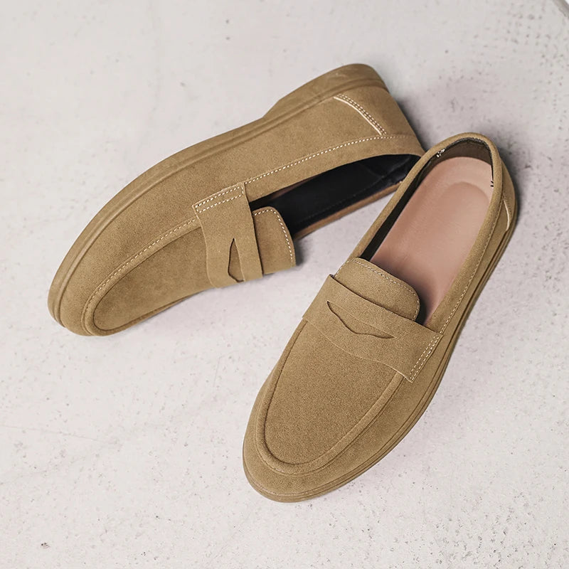 Hot Sale Men's Slip On Loafers Preppy Lightweight Breathable Comfort Outdoor Flats Non-Slip Soft Sole Casual Daily Walking Shoes