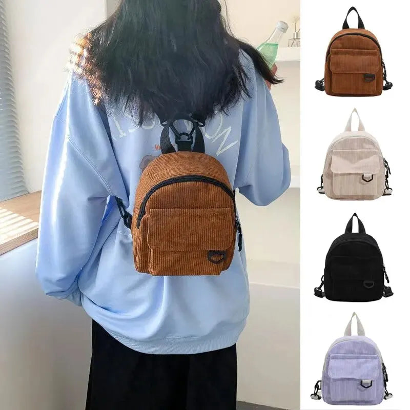 Womens Backpack Fashion Casual Corduroy Small Backpack Travel Stylish Backpack
