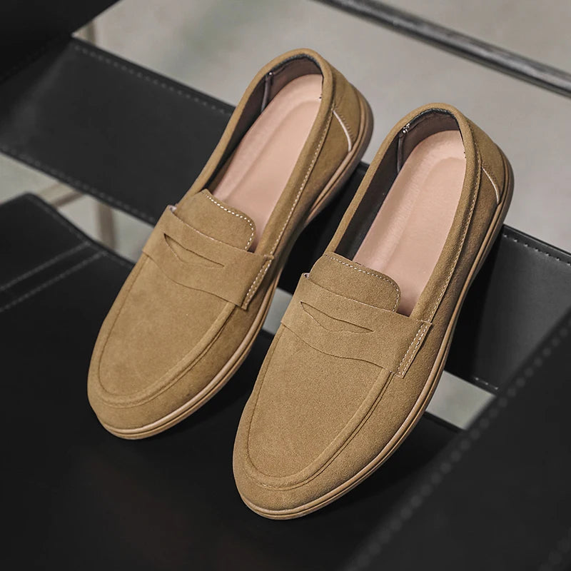 Hot Sale Men's Slip On Loafers Preppy Lightweight Breathable Comfort Outdoor Flats Non-Slip Soft Sole Casual Daily Walking Shoes