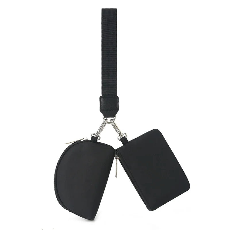 Pomelo Best Wristlet Wallet for Women Double Pouch Zipper Wrist Bag Portable Small Clutch Purse for Daily Use