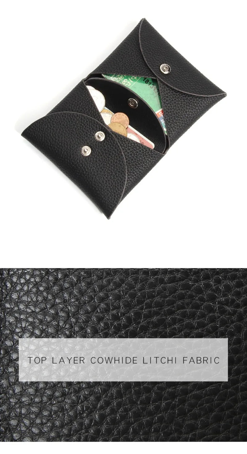 Cowhide Mini Envelope Card Bag Women's Business Card Holder Credit Cards Document Bag Coin Purse Designer Classic Card Bag